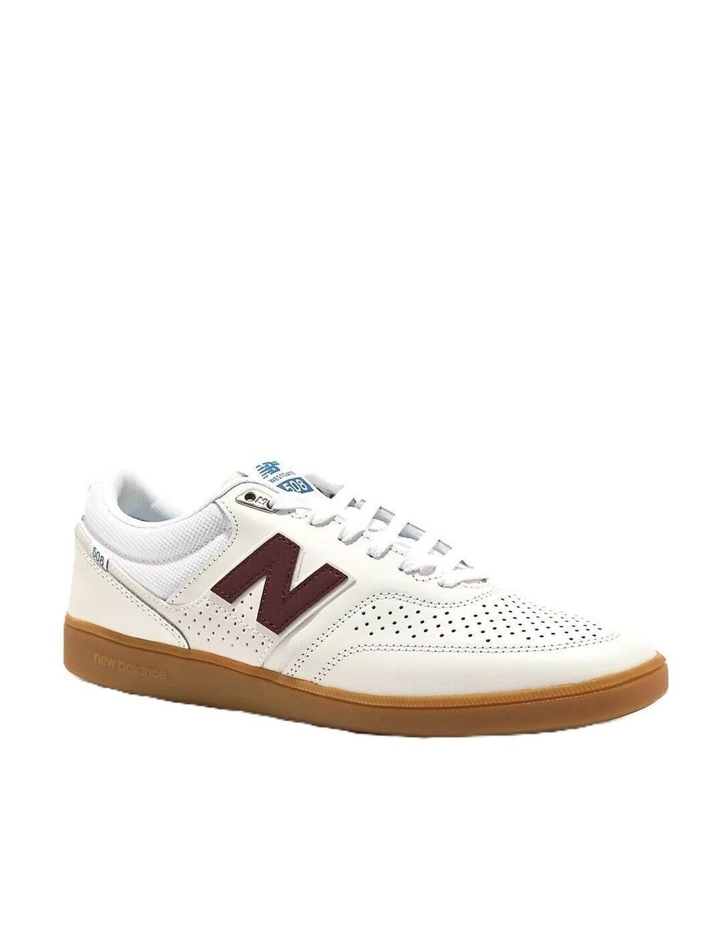 New Balance 508 Westgate Skate Sneaker in White-Burgundy, Gum Women 8.M-6.5